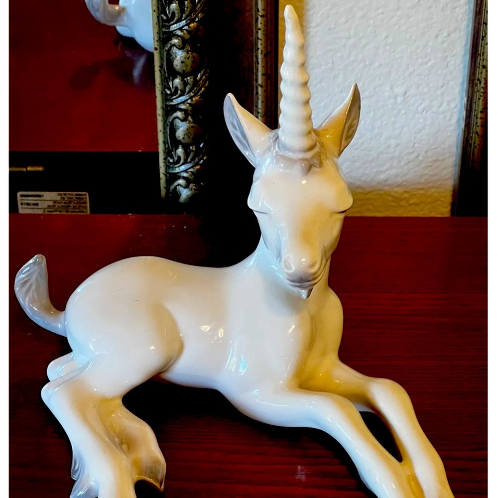 Vintage MCM  Unicorn Rutledge Freeman McFarlin Pottery White Figurine Sculpture